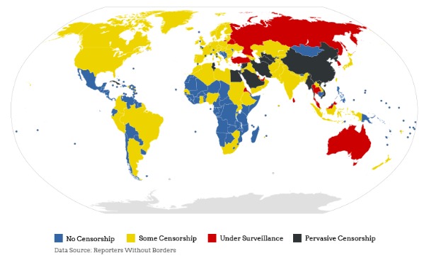 El mapa de la censura en Internet